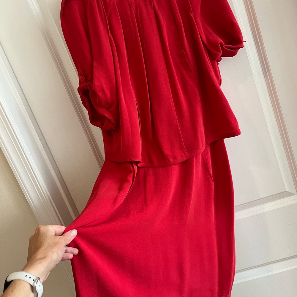 Zac Pozen Red 100% Silk Elegant Dress, size 8